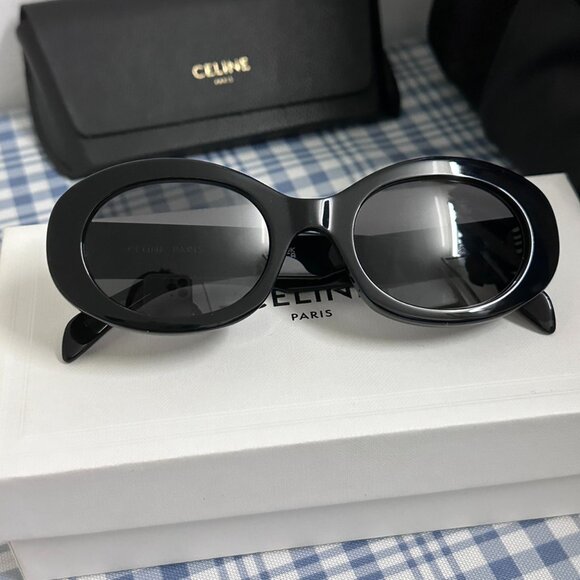 Celine Triomphe Oval Black Sunglasses